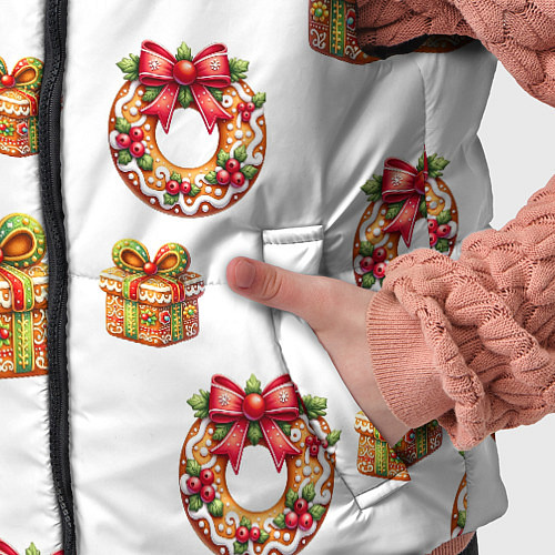 Детский жилет Много новогодних пончиков и подарков с бантиком и / 3D-Черный – фото 5