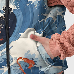 Детский жилет Япония волны алые цветы, цвет: 3D-черный — фото 2