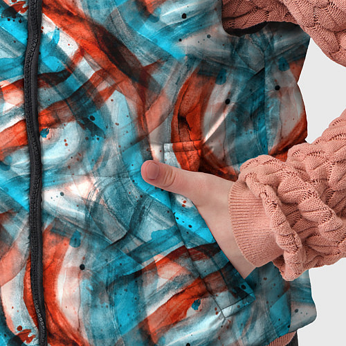 Детский жилет Акварель голубые и красные мазки / 3D-Черный – фото 5