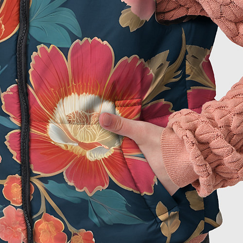 Детский жилет Искусство алые цветы / 3D-Черный – фото 5