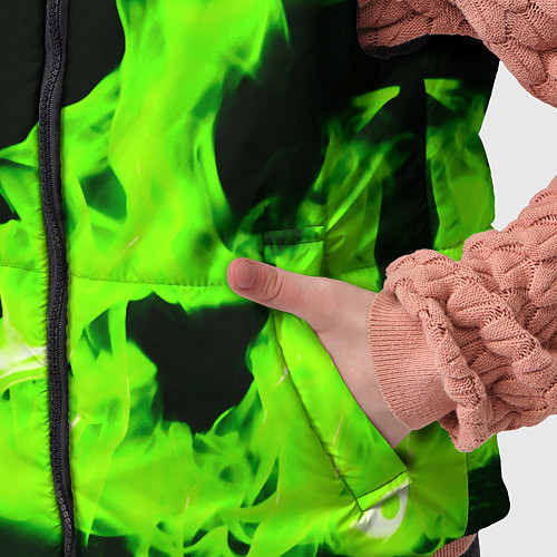 Детский жилет Кислотный зелёный огонь / 3D-Черный – фото 5