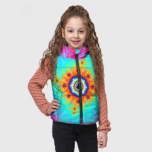 Детский жилет Неоновый фрактальный узор психоделика / 3D-Красный – фото 3