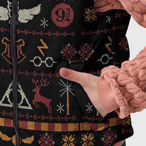 Детский жилет Новогодний паттерн - Гарри Поттер / 3D-Черный – фото 5