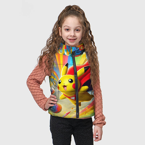 Детский жилет Super Pikachu - ai art fantasy / 3D-Красный – фото 3
