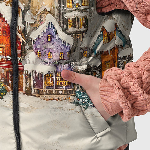 Детский жилет Новогодний городской пейзаж / 3D-Черный – фото 5