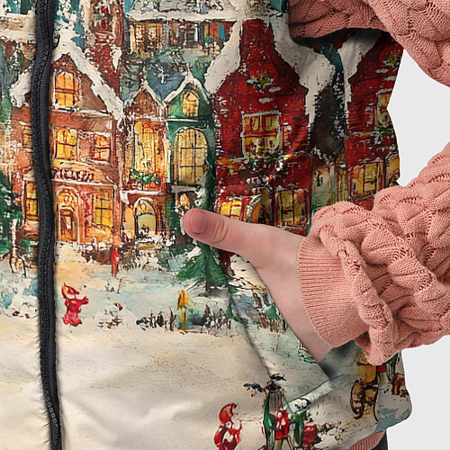 Детский жилет Новогодний снежный город / 3D-Черный – фото 5