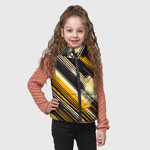 Детский жилет Жёлтые диагональные полосы на чёрном фоне / 3D-Красный – фото 3