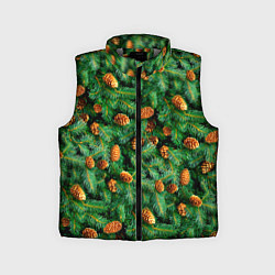 Детский жилет Ёлка зелёная с шишками, цвет: 3D-светло-серый