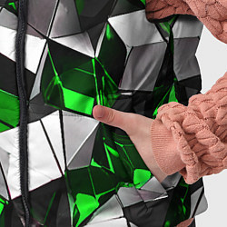 Детский жилет Зелёно-белые рельефные треугольники на чёрном фоне, цвет: 3D-черный — фото 2