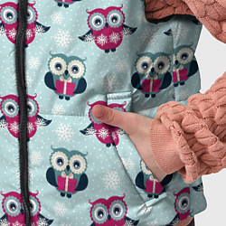 Детский жилет Новогодний паттерн с милыми совами и снежинками, цвет: 3D-светло-серый — фото 2