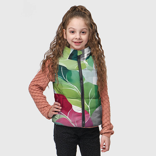 Детский жилет Акварельные листья и полоски / 3D-Красный – фото 3