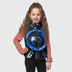 Детский жилет Чёрно-синяя сфера киберпанк, цвет: 3D-красный — фото 2
