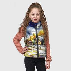 Детский жилет Новогодний пейзаж акварель, цвет: 3D-черный — фото 2