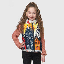 Детский жилет Разноцветные новогодние дома, цвет: 3D-красный — фото 2