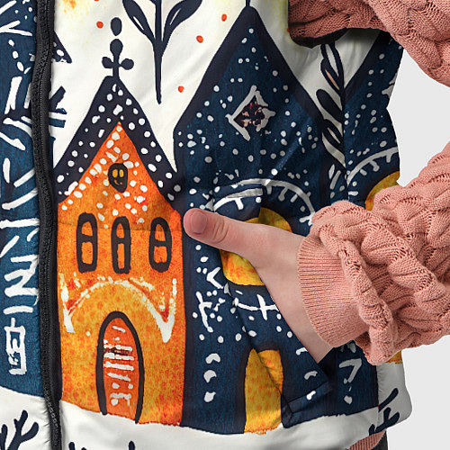 Детский жилет Разноцветные новогодние дома / 3D-Красный – фото 5