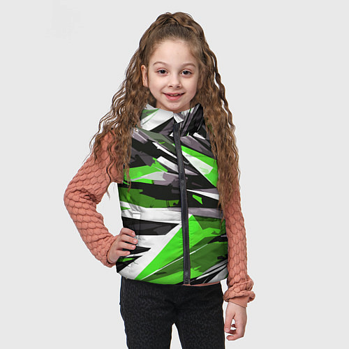 Детский жилет Чёрно-зелёная-белая абстракция / 3D-Красный – фото 3