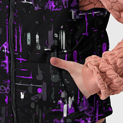 Детский жилет Бело-фиолетовая тревожная абстракция на чёрном фон, цвет: 3D-черный — фото 2