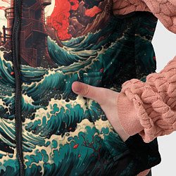 Детский жилет Маяк и волны в японском стиле, цвет: 3D-светло-серый — фото 2