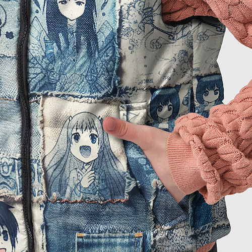 Детский жилет Персонажи аниме на пэчворк / 3D-Черный – фото 5