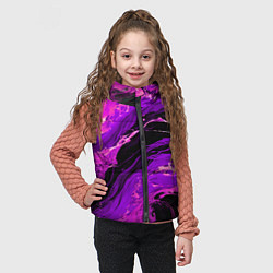 Детский жилет Фиолетовые брызги на чёрном фоне, цвет: 3D-светло-серый — фото 2