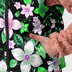 Детский жилет Зелёно-белые цветы на чёрном фоне, цвет: 3D-черный — фото 2