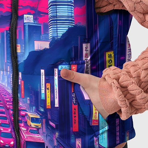 Детский жилет Яркий японский мегаполис / 3D-Светло-серый – фото 5