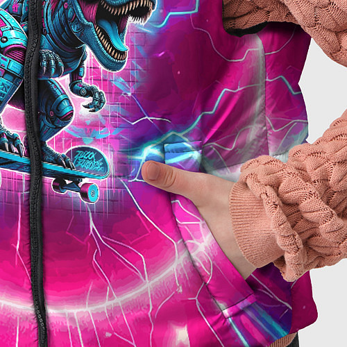 Детский жилет Cyber tyrannosaurus is a cool skateboarder / 3D-Черный – фото 5