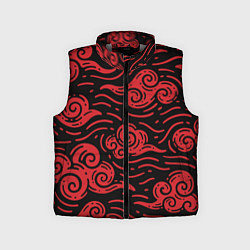 Детский жилет Японский орнамент - красные облака, цвет: 3D-светло-серый