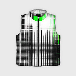Детский жилет Зелёно-чёрный гранж на белом фоне, цвет: 3D-светло-серый