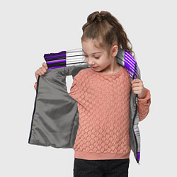 Детский жилет Чёрные вертикальные полосы на фиолетово-белом фоне, цвет: 3D-светло-серый — фото 2