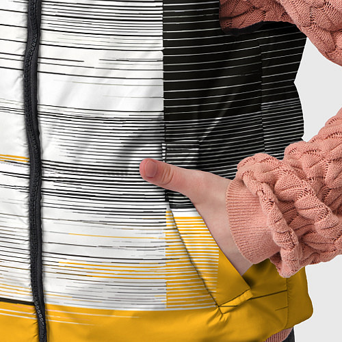 Детский жилет Чёрные вертикальные полосы на жёлто-белом фоне / 3D-Черный – фото 5