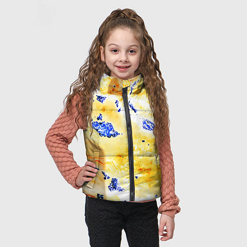 Детский жилет Сине-золотая абстракция / 3D-Красный – фото 3