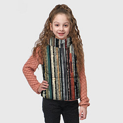 Детский жилет Полосатый красно-зелёный рваные полосы, цвет: 3D-черный — фото 2