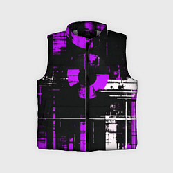 Детский жилет Фиолетово-белый гранж на чёрном фоне, цвет: 3D-светло-серый