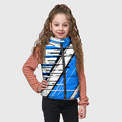 Детский жилет Чёрно-белые глитч полосы на синем фоне, цвет: 3D-красный — фото 2