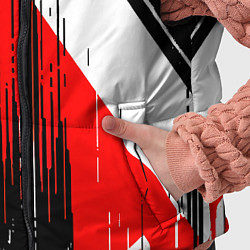 Детский жилет Вертикальные чёрные линии на красно-белом фоне, цвет: 3D-светло-серый — фото 2