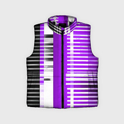Детский жилет Белые полосы на чёрно-фиолетовом фоне, цвет: 3D-черный