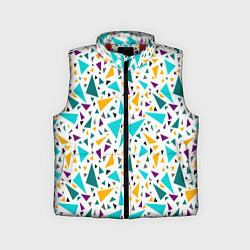 Детский жилет Бирюзовые желтые треугольники на белом, цвет: 3D-красный