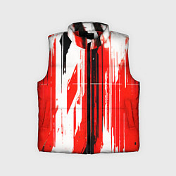 Детский жилет Вертикальные чёрно-белые линии на красном фоне, цвет: 3D-красный