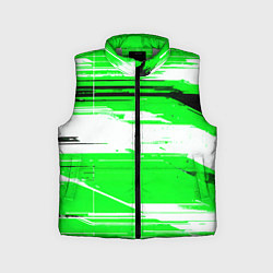 Детский жилет Горизонтальные чёрно-белые линии на зелёном фоне, цвет: 3D-светло-серый