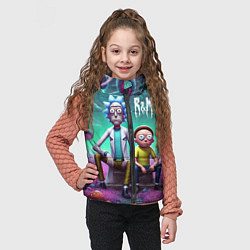 Детский жилет Рик и Морту на сказочной грибной планете - нейроар, цвет: 3D-светло-серый — фото 2