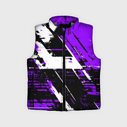 Детский жилет Diagonal black and white stripes on a purple backg, цвет: 3D-светло-серый