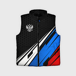 Детский жилет Герб России - спортивная абстракция, цвет: 3D-черный