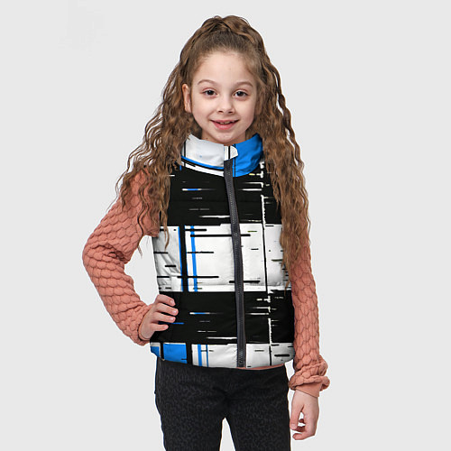 Детский жилет Синие и чёрные полосы на белом фоне / 3D-Красный – фото 3