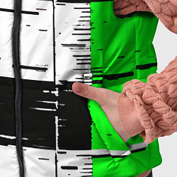 Детский жилет Зелёные и чёрные полосы на белом фоне, цвет: 3D-светло-серый — фото 2