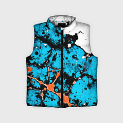 Детский жилет Оранжево-голубая абстракция на белом фоне, цвет: 3D-светло-серый