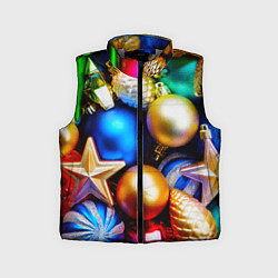 Детский жилет Новогодние украшения, цвет: 3D-светло-серый