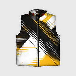 Детский жилет Диагональные жёлто-чёрные линии на белом фоне, цвет: 3D-красный