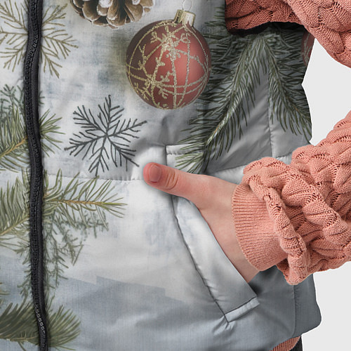 Детский жилет Новогодние ветки / 3D-Черный – фото 5