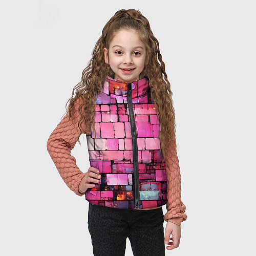 Детский жилет Pink bricks / 3D-Красный – фото 3